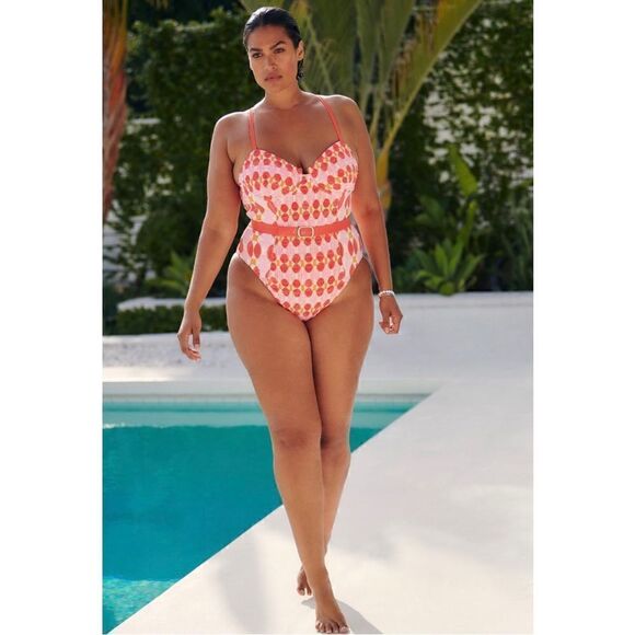 NEW Anthropologie Maeve Jodie Belted Polka Dot Smocked One-Piece Swimsuit Large - Picture 8 of 9